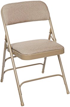 National Public Seating 2300 Series Steel Frame Upholstered Premium Fabric Seat and Back Folding Chair with Triple Brace, 480 lbs Capacity, Cafe Beige/Beige (Carton of 4)
