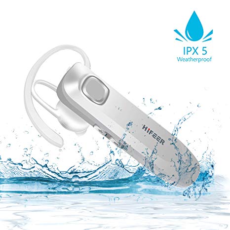 Bluetooth Headset V4.1 Bluetooth Earpiece with Noise Cancelling Mic, Waterproof IPX5 (Sliver)