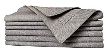 Cloth Napkin in Cotton Chambray Hemstitched -18x18 Charcoal White,wedding napkins,charcoal napkin,metred corners & generous hem,Machine washable,cloth napkins set of 6
