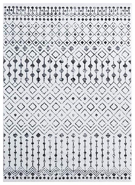 Luxe Weavers Magnolia Moroccan Grey Off White Abstract 8x10 Area Rug