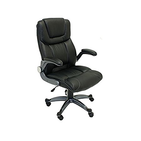 ALEKO ALC2380BL High Back Office Chair Ergonomic Computer Desk Chair Black PU Leather