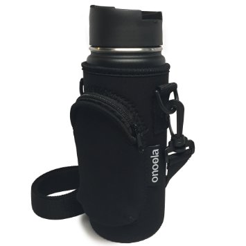 Onoola 18 oz (Also Fits 16, 20 & 21 oz) Pocket Carrier for Hydro Flask Type Bottles with Adjustable Straps (Neoprene Sleeve/pouch)