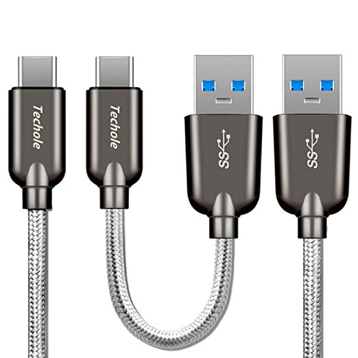 Techole USB Type C Cable - Samsung Galaxy S9 Charger - USB A to USB C Cable, Nylon Braided USB 3.0 Fast Charging Cord for Samsung Galaxy S9 S8 Note 8, Nintendo Switch, Pixel, LG 2 Pack (0.5ft&3.3ft)