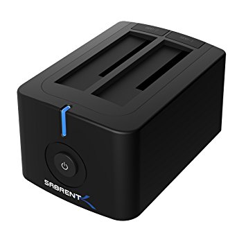 Sabrent USB 3.0 to SATA Dual Bay External Hard Drive Docking Station for 2.5 or 3.5in HDD, SSD with Hard Drive Duplicator/Cloner Function [4TB Support] (EC-HDD2)