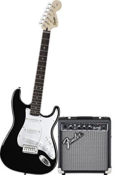 Squier by Fender Affinity Strat Electric Guitar Pack with Fender Frontman 10G - Black