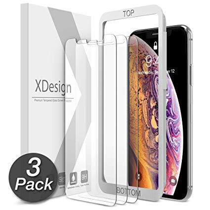 XDesign Glass Screen Protector Designed for Apple iPhone XS MAX 2018 (3-Pack) Tempered Glass with Touch Accurate and Impact Absorb   Easy Installation Tray for iPhone XS MAX [Fit Most Cases] (3Pack)