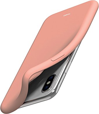 TOZO for iPhone X Case, Clear Soft TPU Gel Skin [1.0mm Ultra Thin] slim Soft Protective Cover for iPhone 10 / X (Feel-Pink)