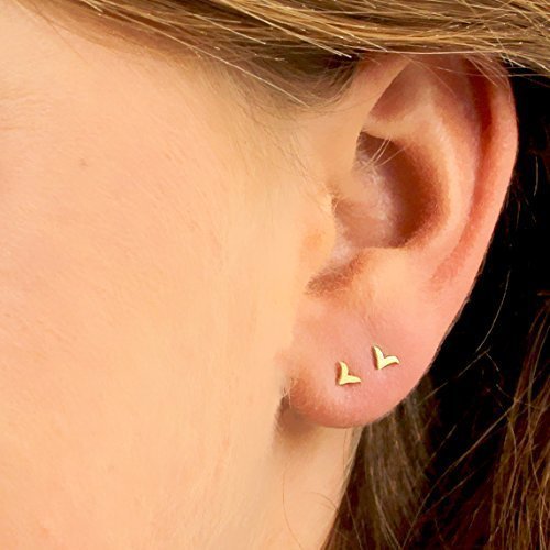 Tiny Earring Set, Gold Stud earrings, Small Bird Post Earring, 14K Solid Gold Studs, Unique Gold Earrings, Handmade Designer Jewelry