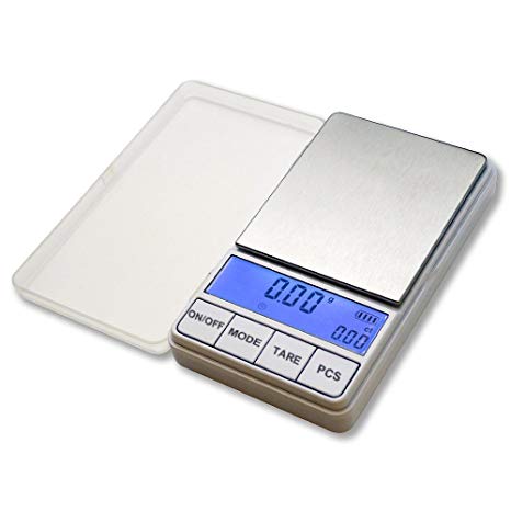 PROINTxp® Superior Quality Digital Pocket Scale PMDT Series, Big Bright Blue LCD Display Dual Units Display, Counting Functions Easy to Take, 200 by 0.01 Gram (White)