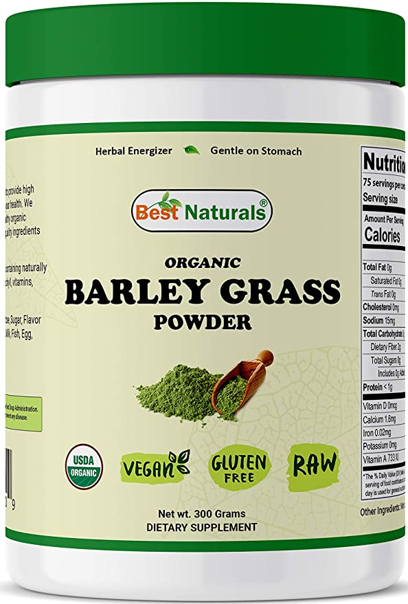 Best Naturals Certified Organic Barley Grass Powder 300 Grams - Contains Naturally Occurring nutrients, Including Chlorophyll, Vitamins, Minerals and Natural enzymes