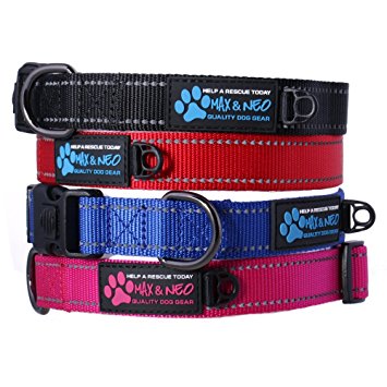 Max and Neo™ NEO Nylon Buckle Reflective Dog Collar - We Donate a Collar to a Dog Rescue for Every Collar Sold