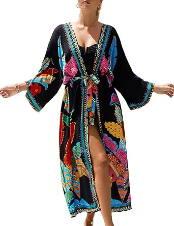 Bsubseach Women's Sexy Fashion Loose Bikini Swimwear Cover Up Long Kimono Cardigan