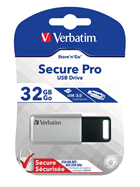 Verbatim 32GB Store 'n' Go Secure Pro USB 3.0 Flash Drive with AES 256 Hardware Encryption 98665