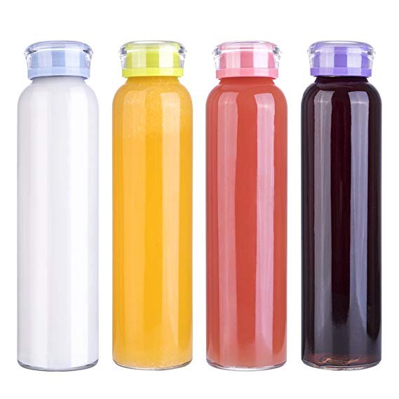 MIU COLOR Glass Water Bottles, for Beverage, Drinking, Juice Bottle, Milk Container, to Go Sports, 16 oz, BPA Free, 2 Pack, 3 Pack, 4 Pack