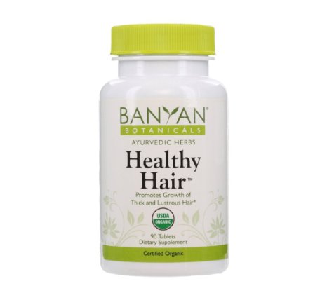 Banyan Botanicals Healthy Hair - Certified Organic 90 Tablets - Promotes Growth of Thick and Lustrous Hair