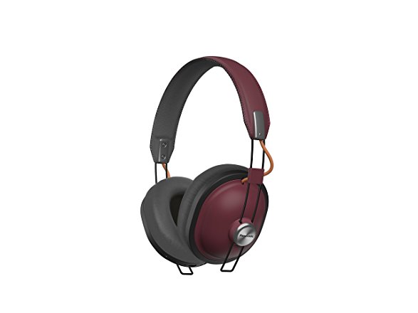 PANASONIC Wireless Retro Over-The-Ear Headphones with Bluetooth 24-Hour Playback Color Sangria (RP-HTX80B-R)