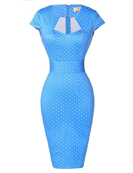 GRACE KARIN Women's 50s Vintage Pencil Dress Cap Sleeve Wiggle Dress CL7597