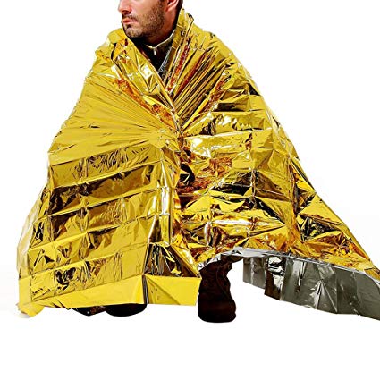 SUPOW(TM) New Foldable Gold Emergency Blanket Rescue Solar Thermal Space Mylar Blanket First Aid Warm Foil Blanket Shelters Waterproof Emergency Survival Insulation Blankets Emergency Camping Tent Bag Mat Rain Cape For Outdoor Sports Travel Hiking Climbing