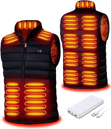 Heated Vest Unisex Warming Heating Clothes with 3 Heating Levels 13 Heating Zones Electric Heated Vest with Battery Pack