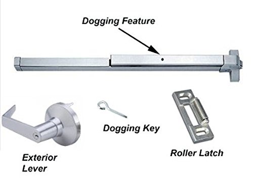Dynasty Hardware Push Bar Panic Exit Device Aluminum, With Exterior Lever