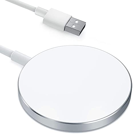 MixMart Magnetic Wireless Charger, Fast Wireless Charging Pad Built-in Safe Magnets 15W Max Compatible with iPhone 12/SE/11/XS/XR/X/8/Galaxy S21/S20/S10/S9, Note 20/10/9 All Series, Airpods, USB Port