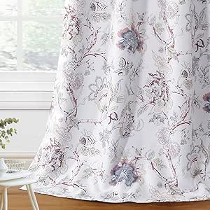 H.VERSAILTEX Blackout Curtains 63 Inch Length 2 Panels Set Floral Print Curtain Drapes for Living Room Thermal Insulated Grommet Window Curtains for Bedroom - Traditional Floral in Terracotta and Blue