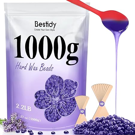 Bestidy Wax Bead, Waxing beans for Hair Removal, Women Men, Home Waxing for All Body and Brazilian Bikini Areas (Purple-1000g)