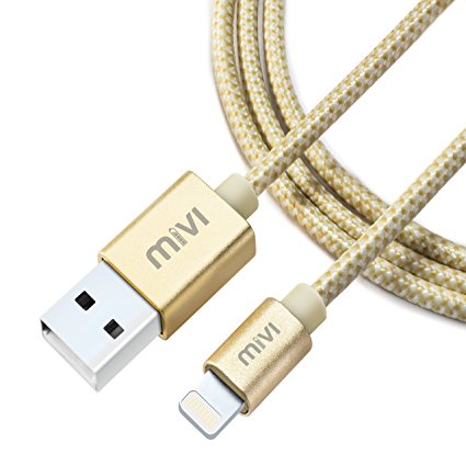 Apple MFi Certified 6ft long Nylon Braided Original MIVI Tough Lightning Cable for iPhone, iPad and iPod, Super fast charging up to 2.4Amps