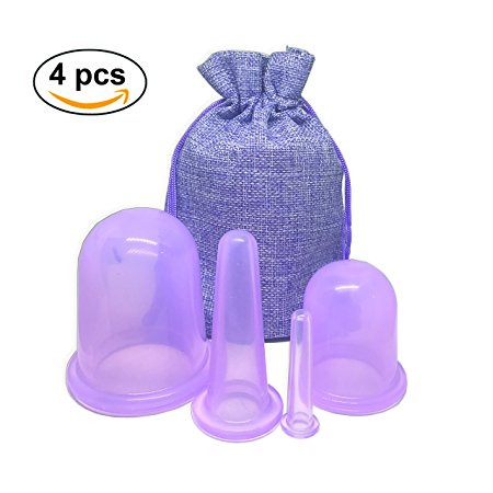 OHANA 4pcs Cellulite Suction Cups - Silicone Cupping Therapy Set for Cellulite Removal, Body Massage, Anti-Aging, Muscle Relaxation and Stress Reduction Reduce Joint Pain Get Rid of Cellulite