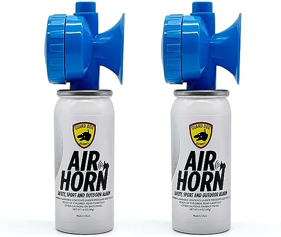 Guard Dog Security Air Horn for Boating, Sporting events & Outdoor alarm - Very Loud Canned Boat Accessories - 120 dB can be heard 1 mile away - 1.4oz Can (2Pack 1.4oz Can (Horns included))