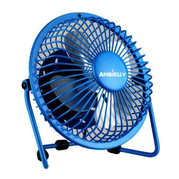 Ambielly USB Mini Desk Cooler Fan Velocity Personal Fan Electric desktop fans (6.1", Blue)