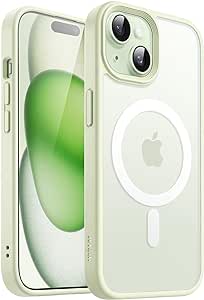 JETech Magnetic Case for iPhone 15 6.1-Inch Compatible with MagSafe, Translucent Matte Back Slim Shockproof Phone Cover (Green)