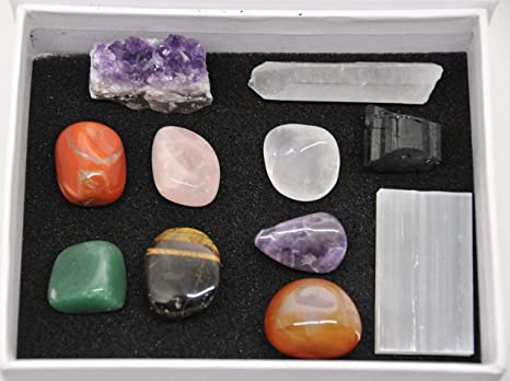 Chakra Healing Crystal Gemstones, Meditation or Reiki Healing Gift, Set of 11, Magnetic Closure Box