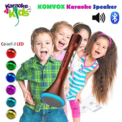 KOMVOX Portable Microphone Wireless Karaoke Speaker with Bluetooth Player Connecting to IPhone or Samsung Smartphone for Kids Gift and Family Party (Red)