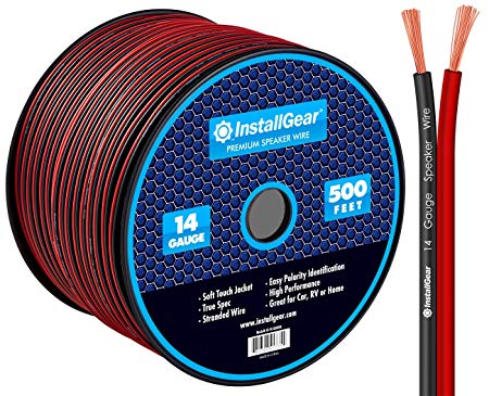 InstallGear 14 Gauge AWG 500ft Speaker Wire Cable - Red/Black