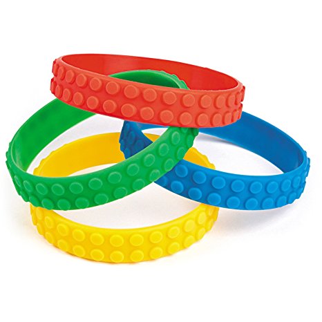 Color Brick Building Block Party Favor Bracelets - 12 ct