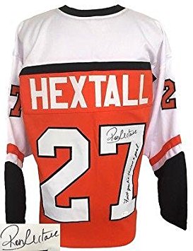 Autographed Ron Hextall Jersey - Orange Custom First Goalie To Score A Goal JSA ITP - Autographed NHL Jerseys