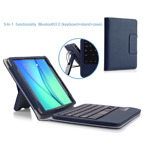 MoKo Samsung Tab A 80 Case - Wireless Bluetooth Keyboard Cover Case for Samsung Galaxy Tab A 80 inch Tablet SM-T350 INDIGO With Smart Cover Auto Wake  Sleep