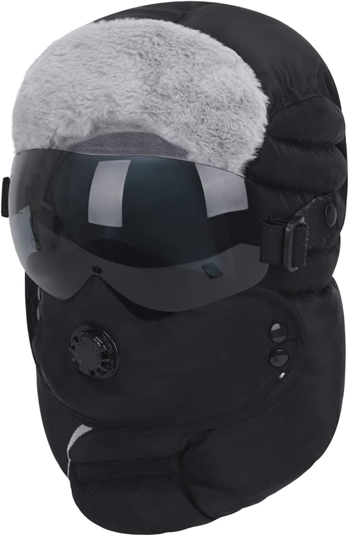 Trooper Trapper Hat for Men Ushanka Russian Ski Hunting Hat with Earflaps Windproof Mask Women Warm Winter Hat Bomber Fur Hat