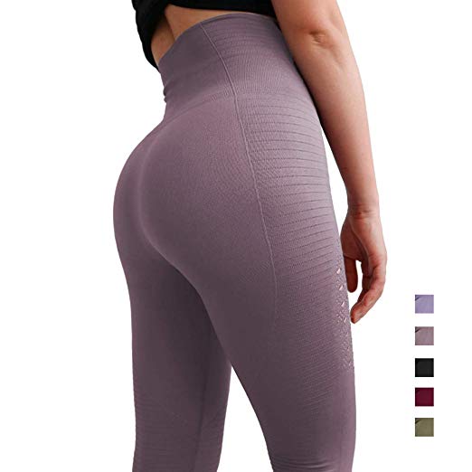 CROSS1946 Sexy Women's Energy Seamless Crochet Hollow Yoga Pants Skinny Tummy Control Leggings