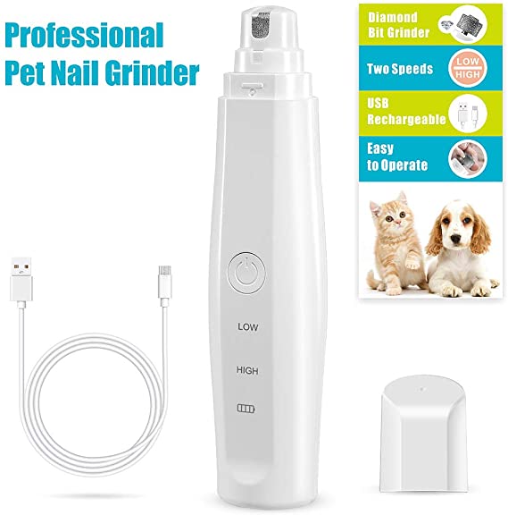 N / A Dog Nail Grinder Upgrade - Professional 2-Speed Electric Rechargeable pet Nail Clipper, Painless, Suitable for Small and Medium-Sized Dogs and Cats