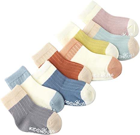 Belsmi 8 Pack Baby Socks Anti Slip Tube Socks