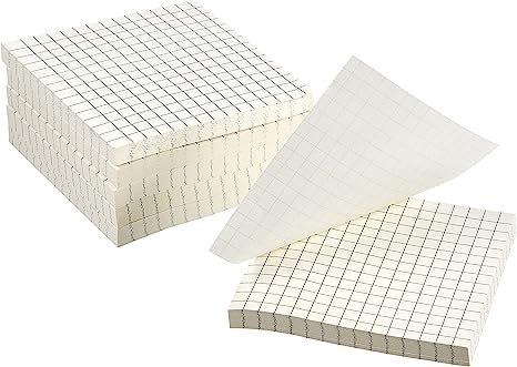 480 Sheets Super Sticky Notes 3 x 3 Inches Sticky Notes, Strong Stickiness, White with Black Grid Lines, Recyclable, Self-Stick Notes for Teachers and Students