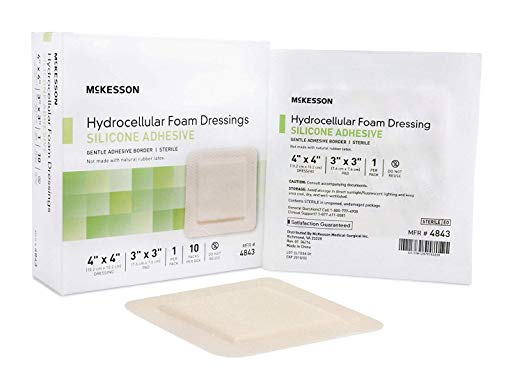 McKesson Hydrocellular Foam Dressing Silicone Adhesive Border 4" X 4" (3" X 3" Pad)