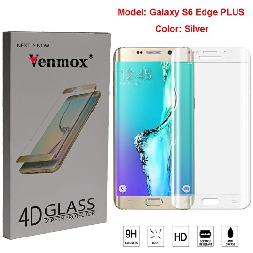 S6 Edge Plus Screen Protector, Venmox® Premium Tempered Glass Full Coverage Protection High Definition(HD) 3D Curved Film Ultra Clear for Samsung Galaxy S6 Edge  (Silver)