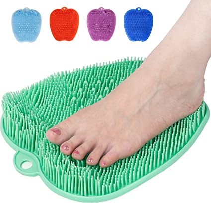 Shower Foot Cleaner Scrubber Massager, Foot Pain Tired Feet Relaxing Acupressure Mat for Shower Floor with Non-Slip Suction Cups, Increase Circulation, Exfoliation (Apple Green, 10.3 x 9.5 Inches)