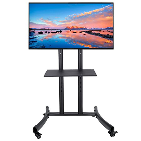 CO-Z Mobile TV Cart for LCD LED Plasma Flat Panel Stand Mount with Lockable Wheels Mobile fits 32" to 65"