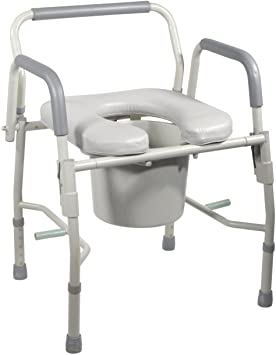 Portable Bedside Commode. 300-Pound Capacity. BOTH ARMS DROP. Adjustable Legs. Easy Transfer From Bed Or Wheelchair To Portable Commode. CAREGIVERS Use This For Mobility Challenged Loved Ones!