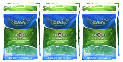 Oral-B Complete Glide, Floss Picks Plus Scope Outlast, Long Lasting Mint, 75 Floss Picks, (Pack of 6)