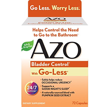 AZO Bladder Control with Go-Less Dietary Supplement – Helps Control the Need to Go to the Bathroom* & Reduce Occasional Urgency* – Supports a Good Night’s Sleep* – Naturally Sourced – 72 Capsules